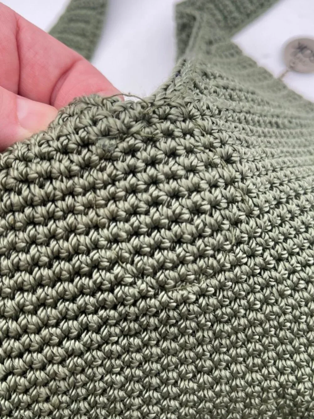 The Sak Knit Crochet Hobo Bag Purse Shoulder Bag Handbag Bucket Large Green - Picture 7 of 10